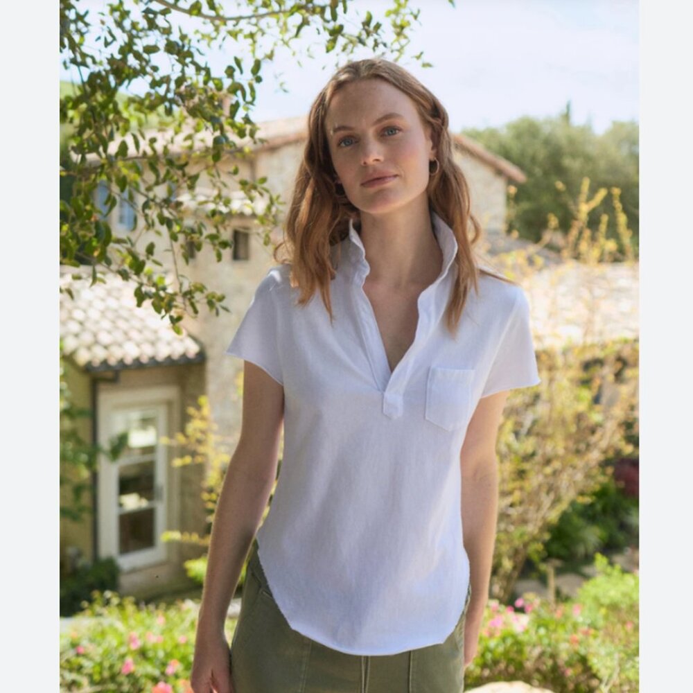 Frank & Eileen CHARLOTTE Short-Sleeve Polo HERITAGE JERSEY Size: XS White